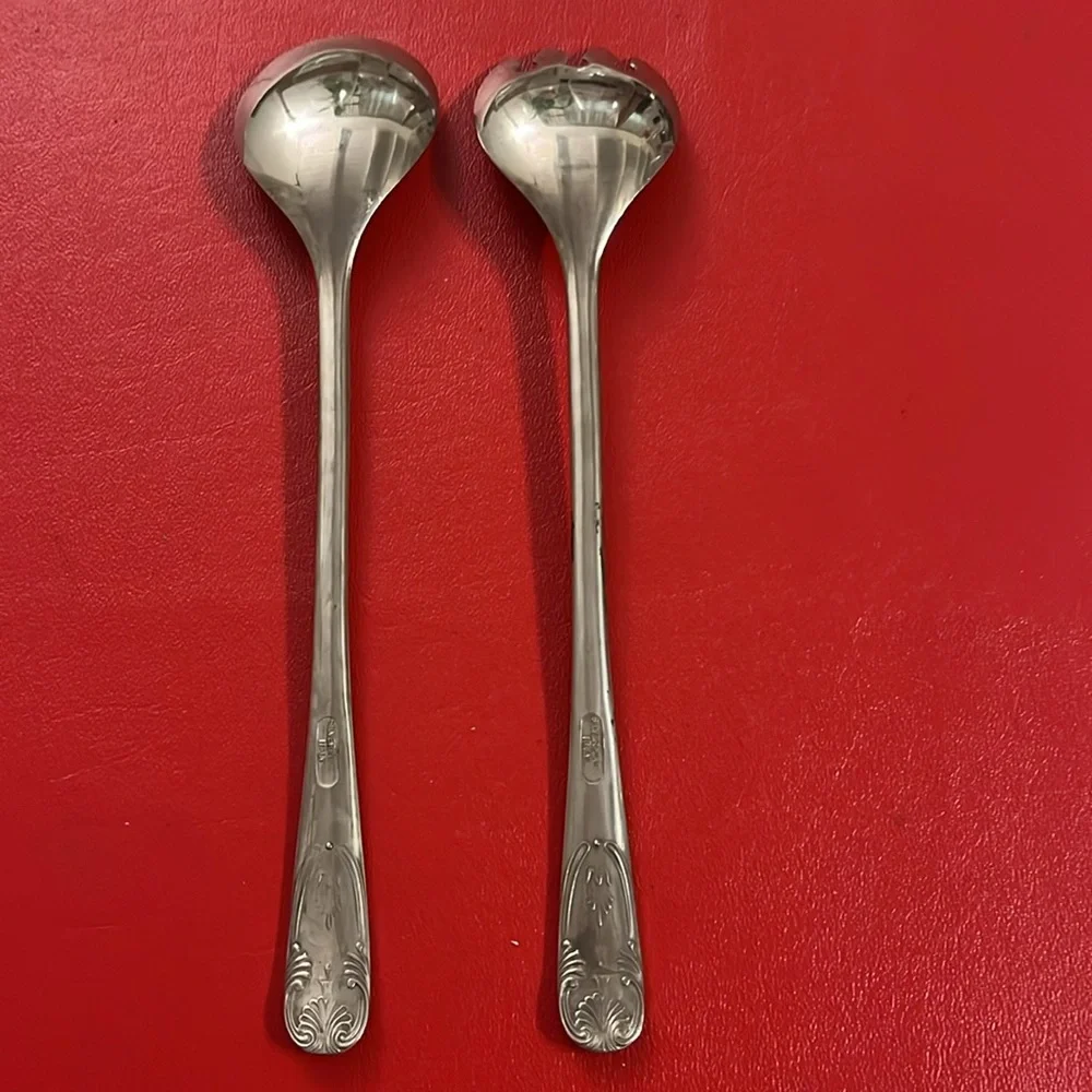 Vintage Italy Elegant Silver Serving Spoon and Fork Set